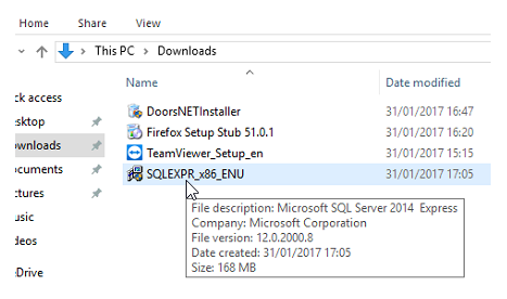 SQL Express downoaded file